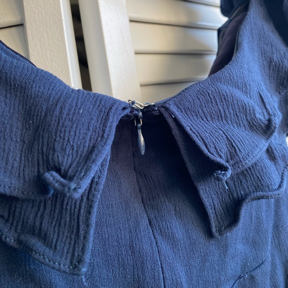 Navy blue adorable romper, on or off shoulder. Cotton Candy LA. - Picture 5 of 7